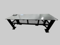 96" by 30" black and grey steel workbench 